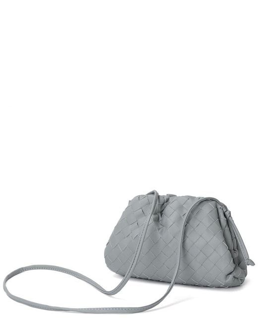 Tiffany & Fred Paris Gray Woven Leather Pouch Shoulder Bag