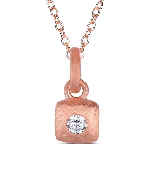 Genevive Jewelry White 18k Rose Gold Vermeil Pendant Necklace