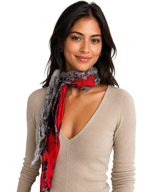 Blue Pacific Red Watercolor Cashmere-Blend Neckerchief