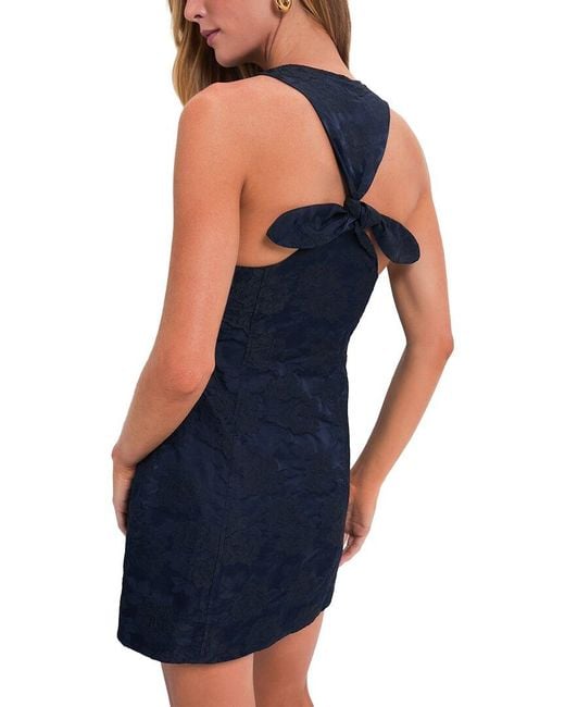 Ganni Blue Botanical Jacquard Tie Strap Mini Dress