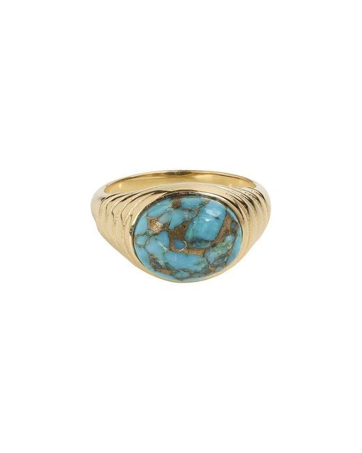 TIRAMISU White 14k Over Silver 5.30 Ct. Tw. Blue Copper Turquoise Ring