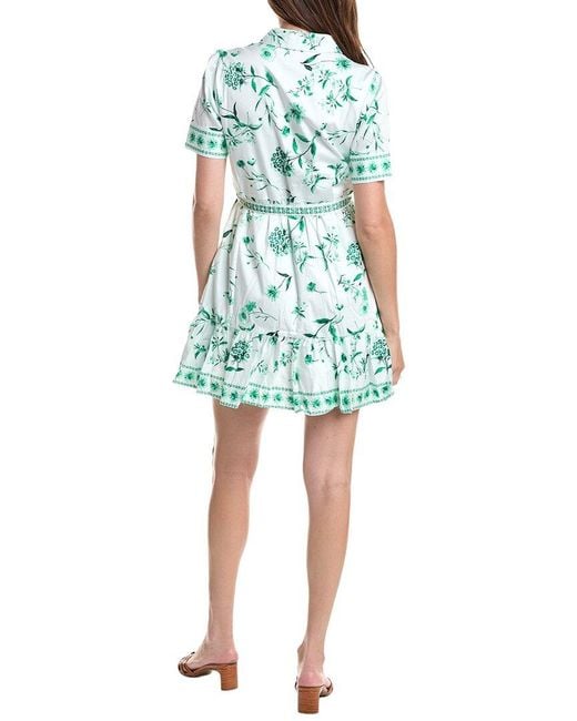 Cece Blue Tie Waist Mini Shirtdress