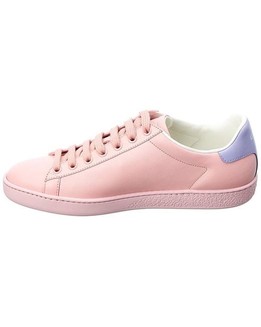 Gucci Pink Women's New Ace Perforated Leather Trainers