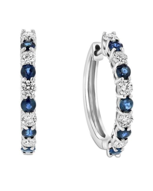 Diana M Blue Fine Jewelry 14k 1.35 Ct. Tw. Diamond & Sapphire Hoops