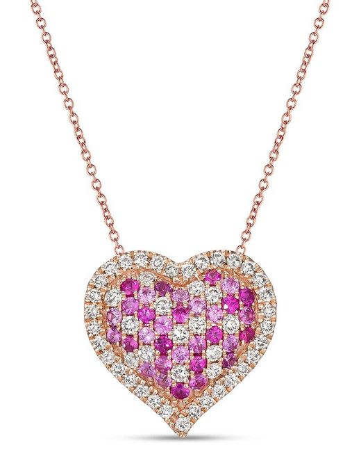 Le Vian 14k Rose Gold 0.95 Ct. Tw. Diamond & Ruby Pink Sapphire Pendant