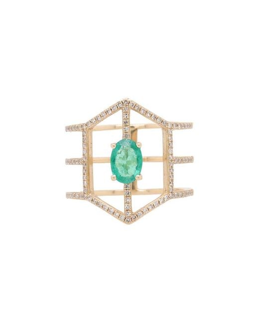 Diana M White Fine Jewelry 14k 1.03 Ct. Tw. Diamond & Emerald Half-eternity Ring
