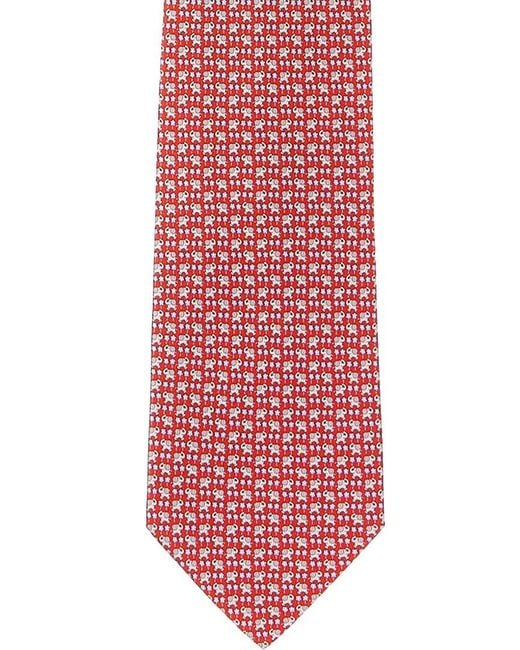 Ferragamo Red Elephants Silk Tie for men