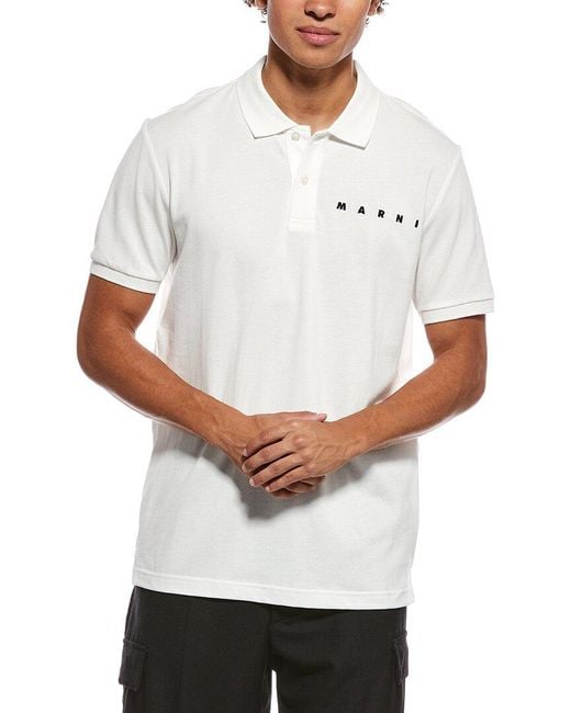 Marni White Logo Polo Shirt for men