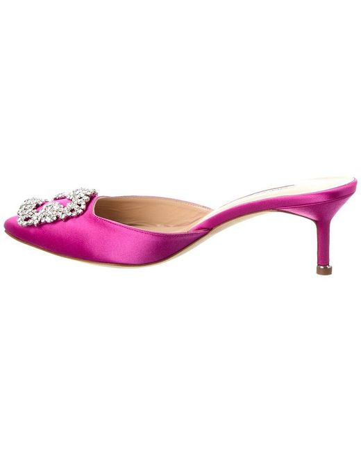 Manolo Blahnik Pink Hangisimu 50 Satin Slingback Pump