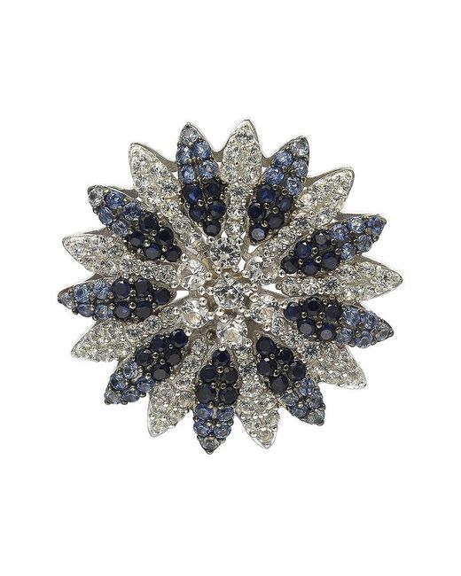 Suzy Levian Multicolor Silver 0.02 Ct. Tw. Diamond & Sapphire Brooch