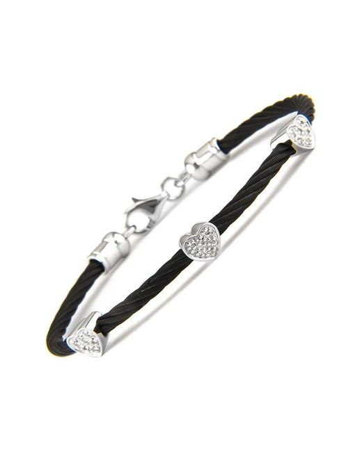 Monary Metallic Steel 0.05 Ct. Tw. Diamond Heart Bangle Bracelet