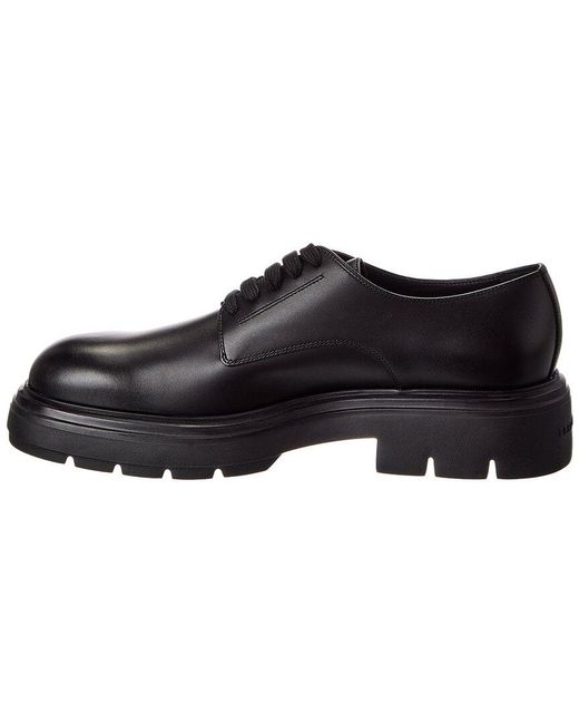 Ferragamo Black Devis Leather Derby for men