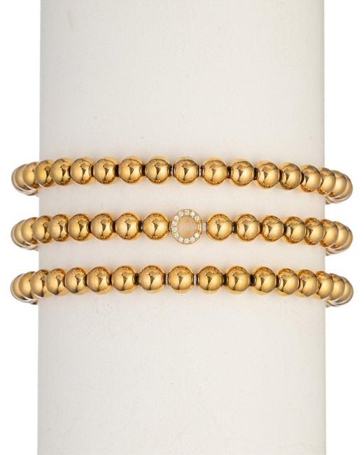 Eye Candy LA Metallic Luxe Collection Titanium Cz 3pc Initial Stretch Bracelet Set (a-z)