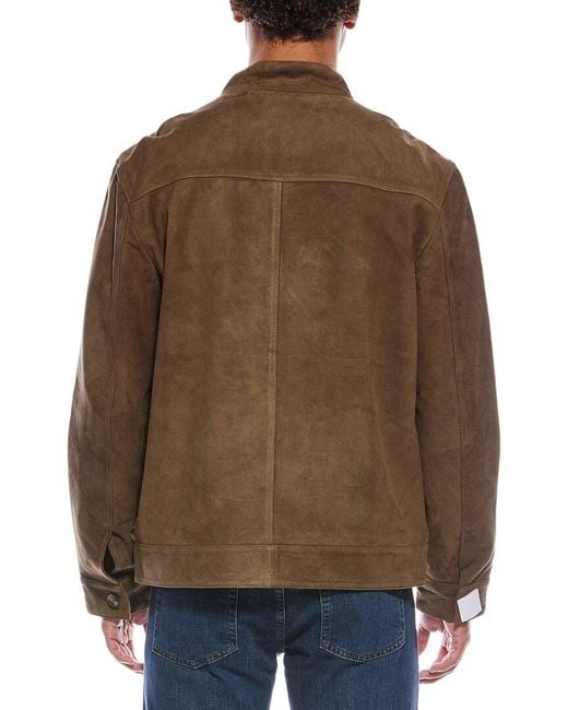 Tahari Brown Button Down Suede Jacket for men