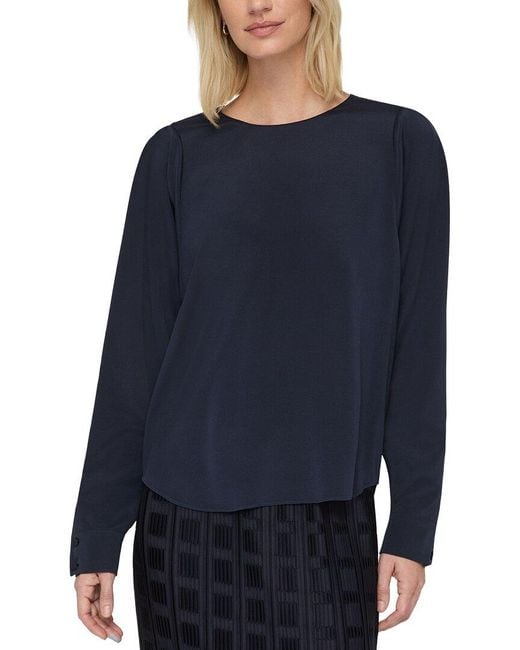Lafayette 148 New York Blue Silk-Blend Blouse