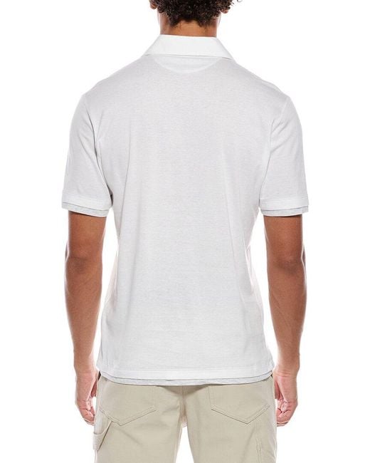 Brunello Cucinelli White Linen-Blend Polo Shirt for men