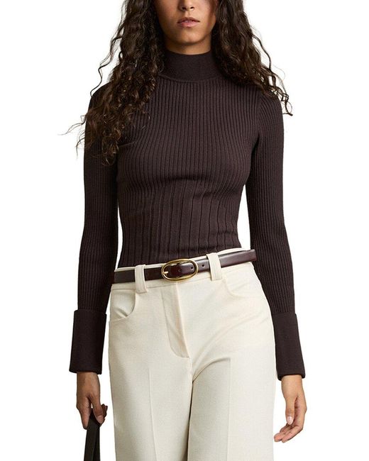 Reiss Brown Vienne Mock Neck Top