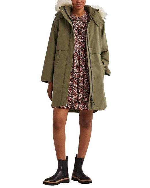 Boden Waterproof Borg Lined Parka Coat in Natural | Lyst