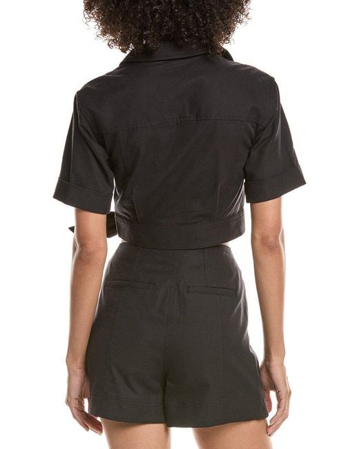 10 Crosby Derek Lam Black Ragean Utility Wrap Top