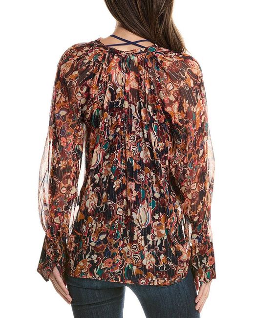 A.L.C. Red Frida Silk Top