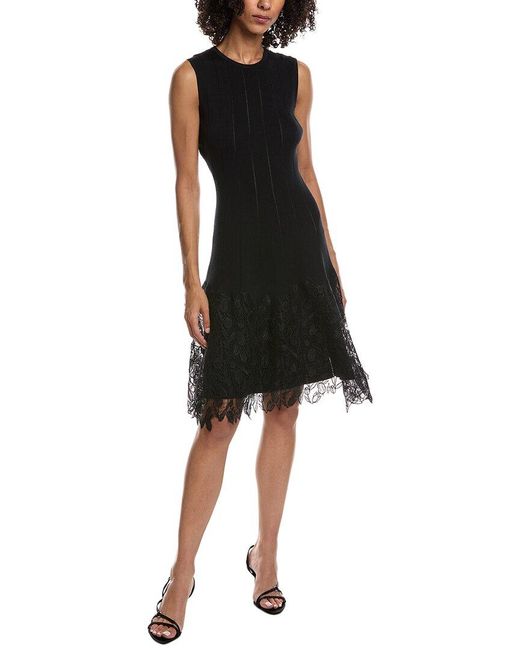 Lela Rose Women's Black Lace Hem A-Line Dress