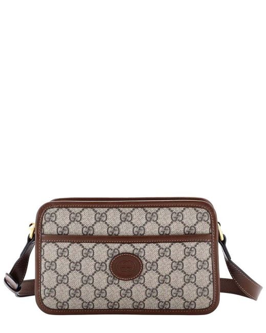Gucci Brown GG Coated Canvas Interlocking G Patch Camera Bag Mini (authentic Pre-loved)