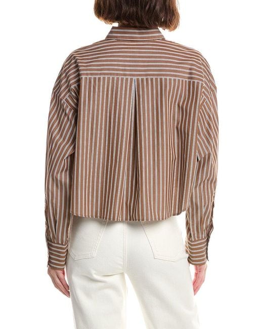 Rag & Bone Brown Marin Cropped Striped Shirt
