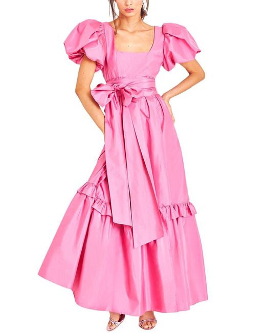 LoveShackFancy Pink Doutzen Silk Maxi Dress