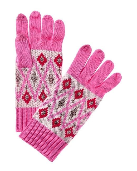 Sofiacashmere Pink Sofiacashmere Fairisle Lurex Wool & Cashmere-Blend Glove