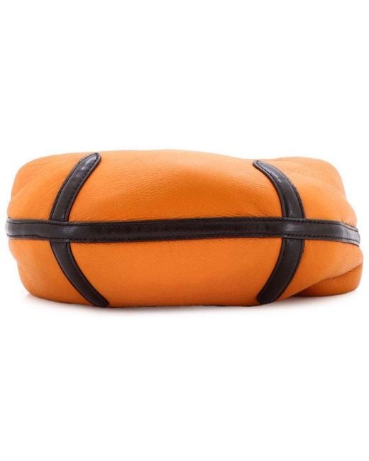 Bottega Veneta Orange Leather & Shearling Aviator Jodie Hobo Mini (Authentic Pre-Loved)