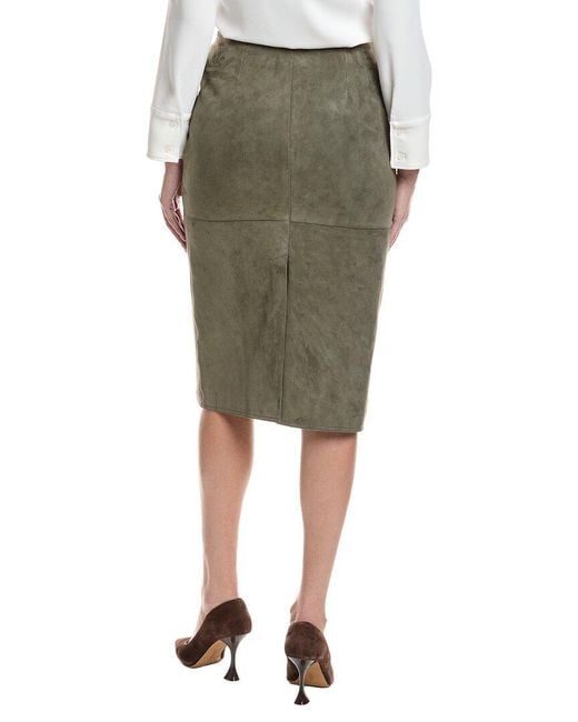 Max Mara Green Pala Leather Skirt