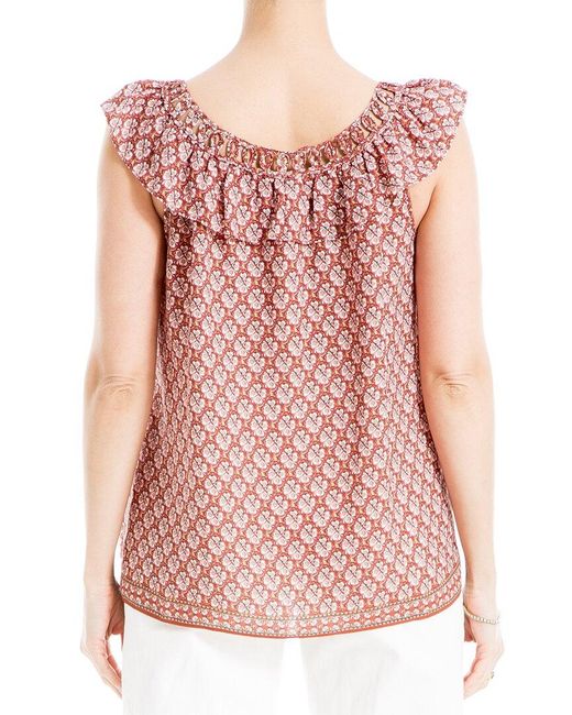 Max Studio Pink Flutter Sleeve Top