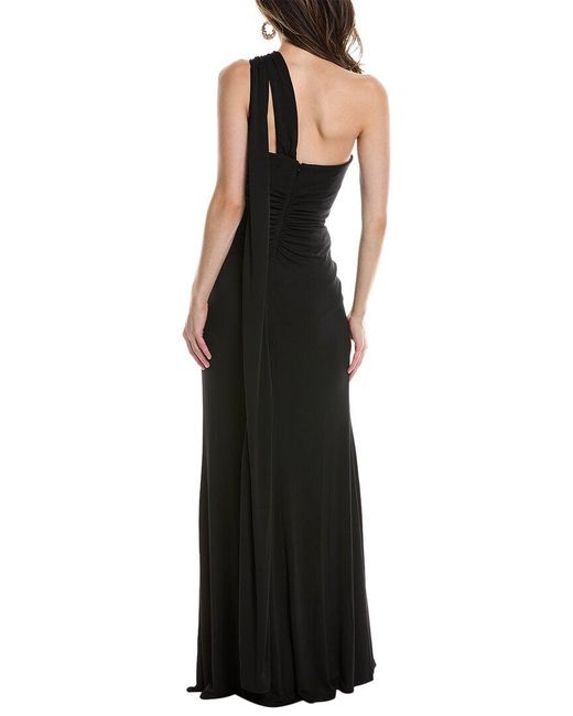 Marchesa Black Asymmetrical Halter Gown