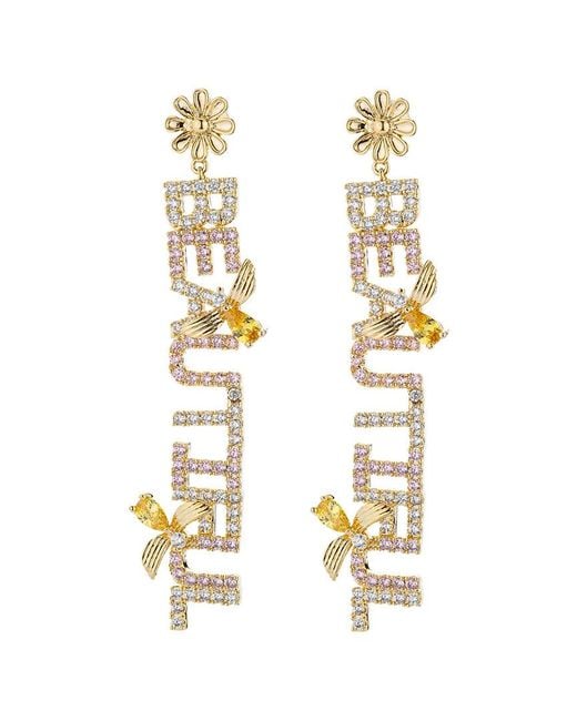 Eye Candy LA Metallic Luxe Collection 18k Plated Cz Bee Earrings