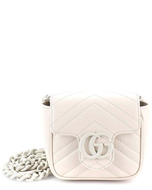 Gucci Natural GG Marmont Flap Belt Bag Matelassé Leather Mini (authentic Pre-loved)