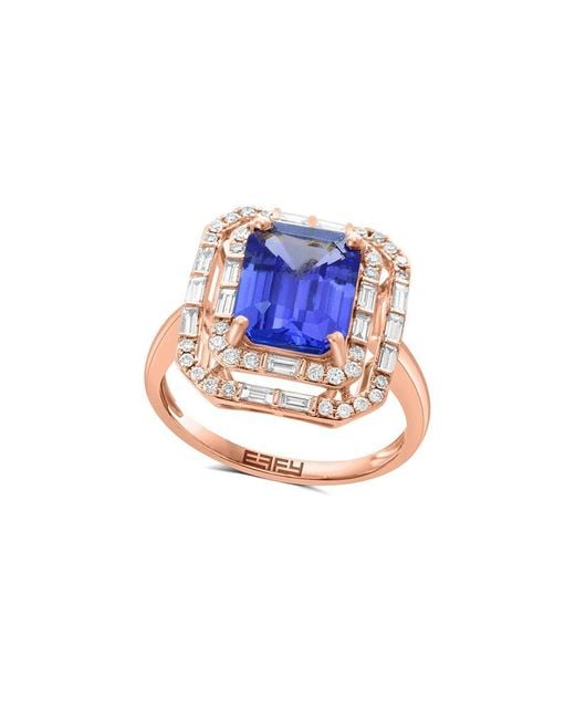 Effy Fine Jewelry Blue 14K Rose 3.51 Ct. Tw. Diamond & Tanzanite Ring