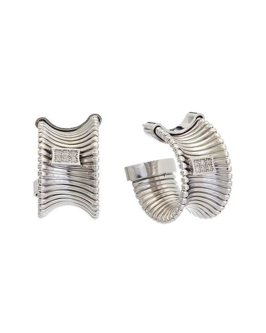 Meshmerise Metallic 18k Over Silver 0.08 Ct. Tw. Diamond Earrings