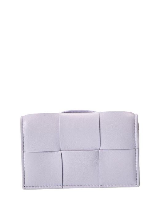 Bottega Veneta Purple Maxi Intrecciato Leather Business Card Case