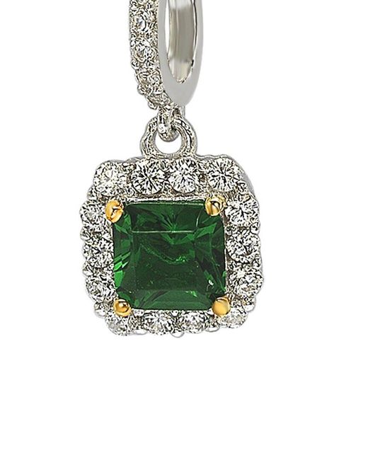 Suzy Levian Green Silver Cz Pendant Necklace