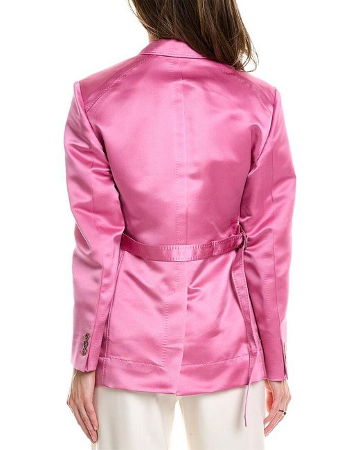 Ferragamo Pink Ferragamo Single Button Silk Blazer