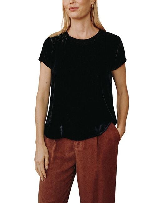 Bella Dahl Black Silk-Blend Crew T-Shirt