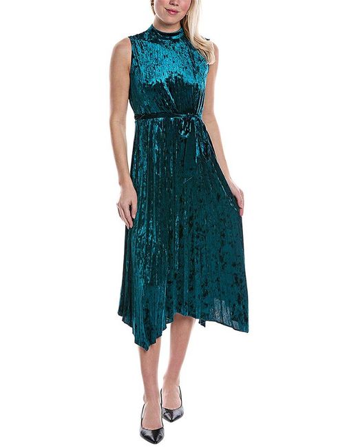Tahari Green Velvet Midi Dress