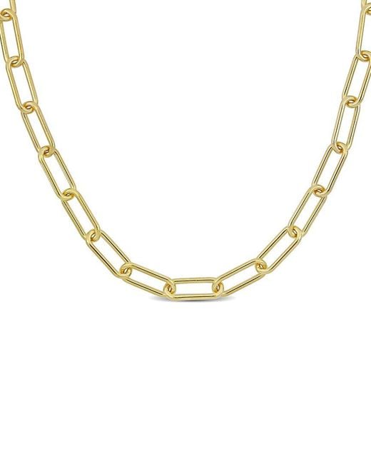 Italian Silver Metallic 18k Over Paperclip Chain Necklace