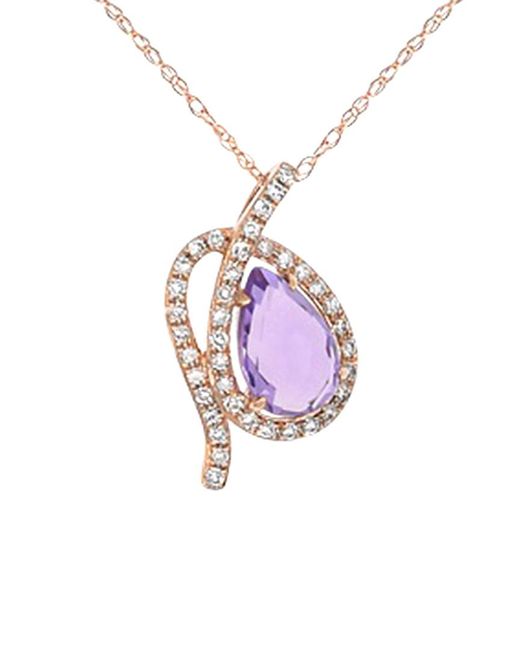 Diana M Pink Fine Jewelry 18k Rose Gold 1.06 Ct. Tw. Diamond & Amethyst Necklace