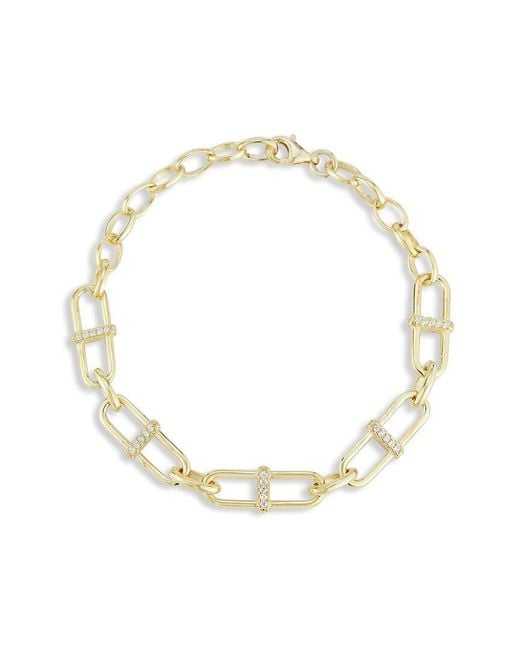 Chloe and Madison Metallic 14k Over Silver Cz Link Bracelet