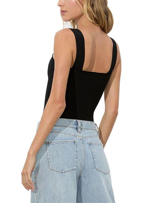 Alice + Olivia Black Torie Wide Strap Wool-Blend Tank