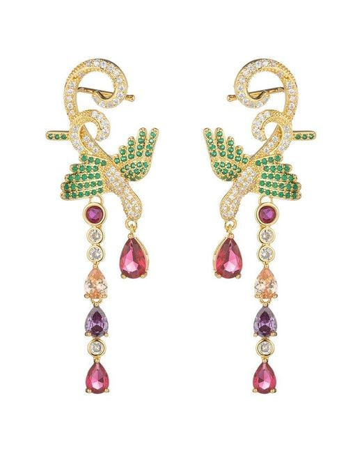 Eye Candy LA White Cz Golden Bird Dangle Earrings