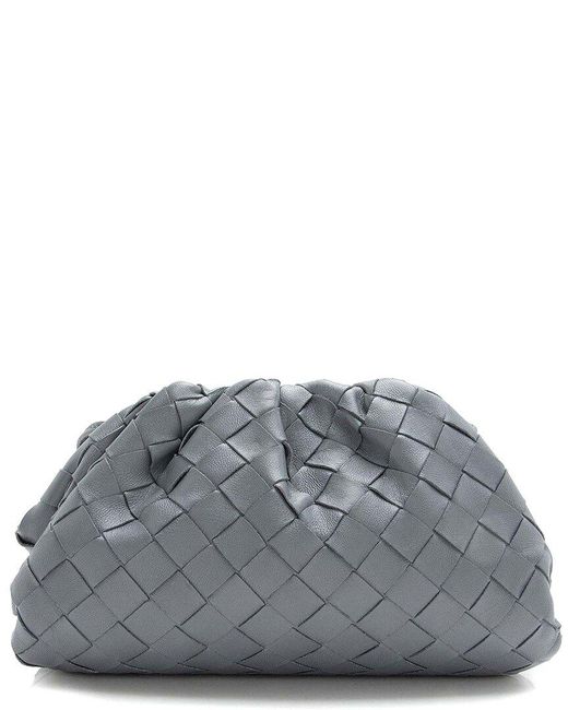 Bottega Veneta Gray Grey Intrecciato Nappa Leather Mini Pouch (authentic Pre-loved)