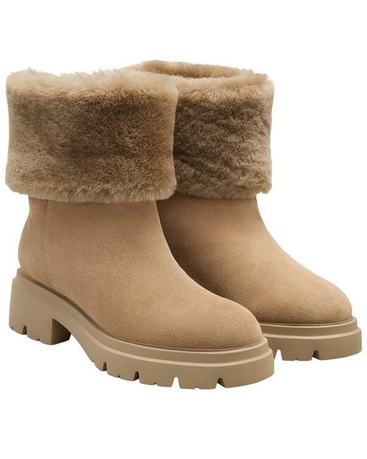 Stuart Weitzman Natural Hudson Suede & Shearling Bootie