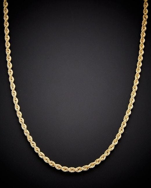 Italian Gold Black 14k Hollow Rope Chain Necklace